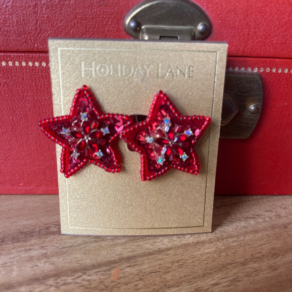 Holiday Lane Rhinestone & CX Star Earrings